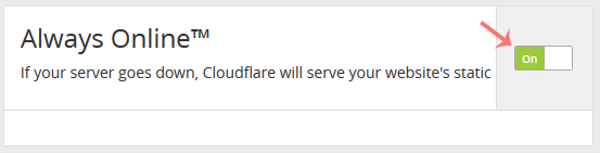 Cloudflare enable disable always online