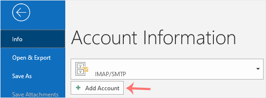 Outlook 2019 add account