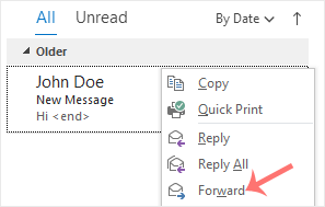 Outlook 2019 forward icon