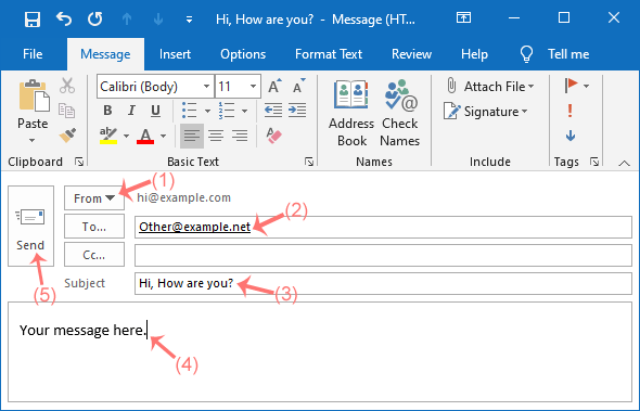 Outlook 2019 send email