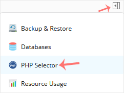 Plesk CL PHP Selector menu