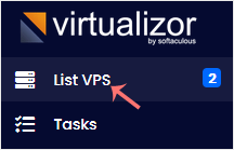 Virtualizor list vps menu