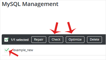 Da mysql checkopt