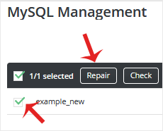 Da mysql db repair