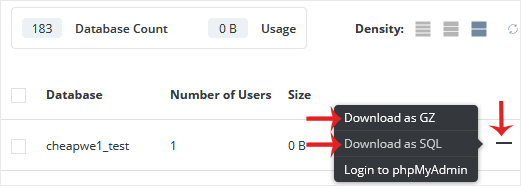Da mysql db saveas