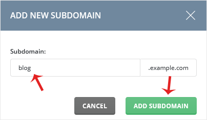 Da subdomain add blog