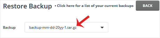 Directadmin dropdown restorechose