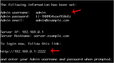 Directadmin install finish