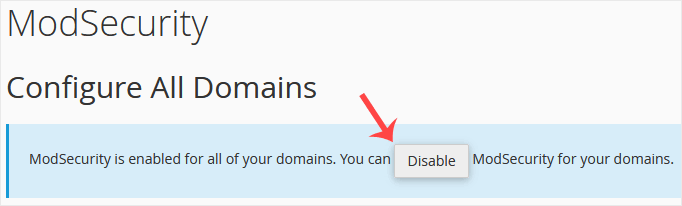 Disable modsecurity in cpanel