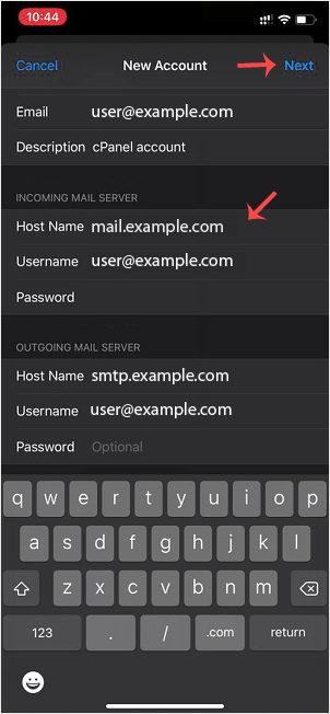 Email apple email ac cpanel