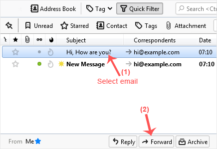 Forward email select message