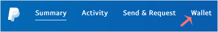 Paypal click on wallet menu