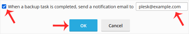 Plesk backup generate enable notification
