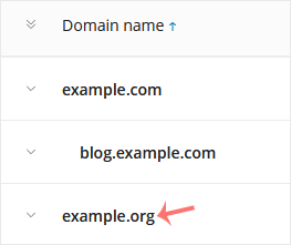 Plesk click on domain