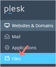 Plesk client files menu