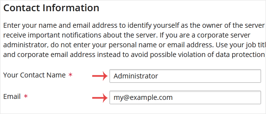 Plesk contact info installation