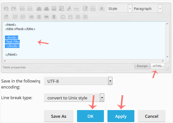 Plesk editor ui