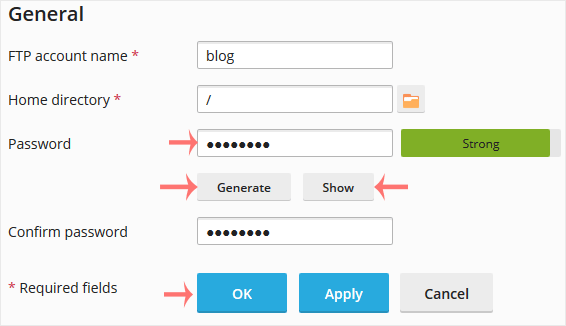 Plesk ftp password change options