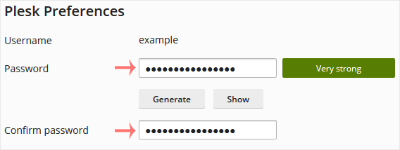 Plesk password change enter