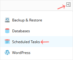 Plesk scheduled task sidebar menu