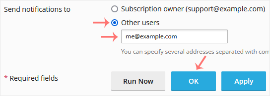 Plesk scheduletalk email update