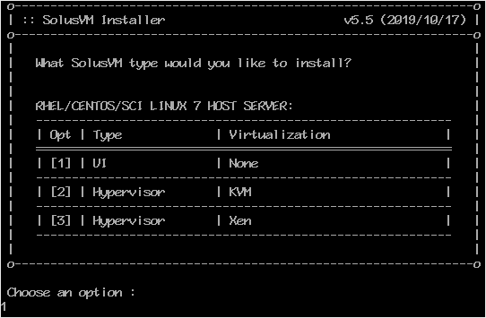 Solusvm master installation chose virtualization