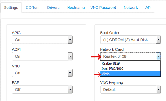 Solusvm network card change