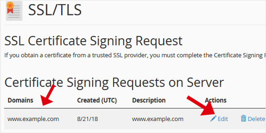 Ssl csr retrive edit cpanel
