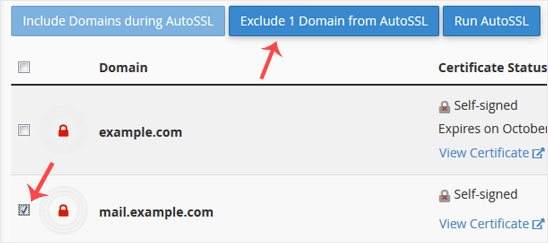 Ssl tls status exclude autossl