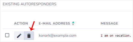 Delete autoresponder siteworx
