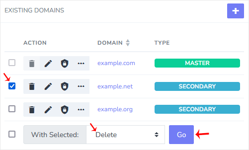 Secondary domain delete