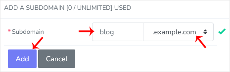 Subdomain add