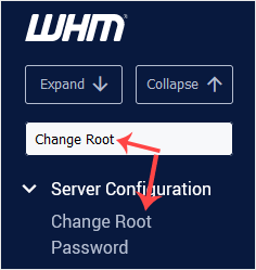 Whm root password change sidebar