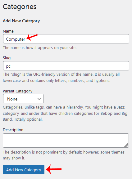 Wp category filling