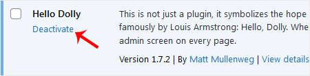 Wp plugin deactivate hellodolly