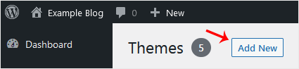 Wp themes add new button